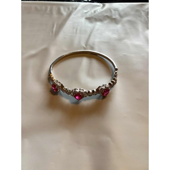 Sun Diamond Corporation Red Stone Bangle Bracelet READ - Picture 2 of 4